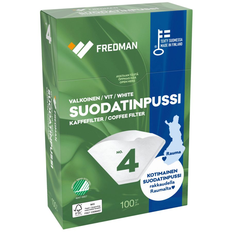Fredman suodatinpussi valkoinen No 4, 100 kpl