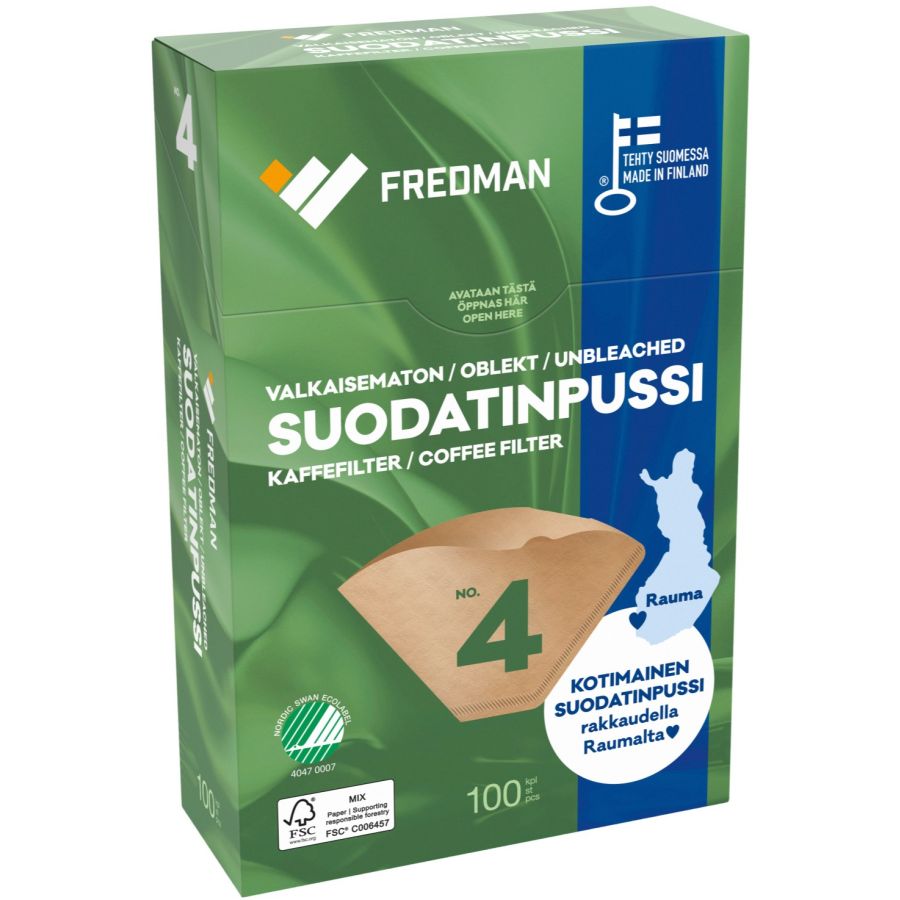 Fredman suodatinpussi No 4 valkaisematon, 100 kpl