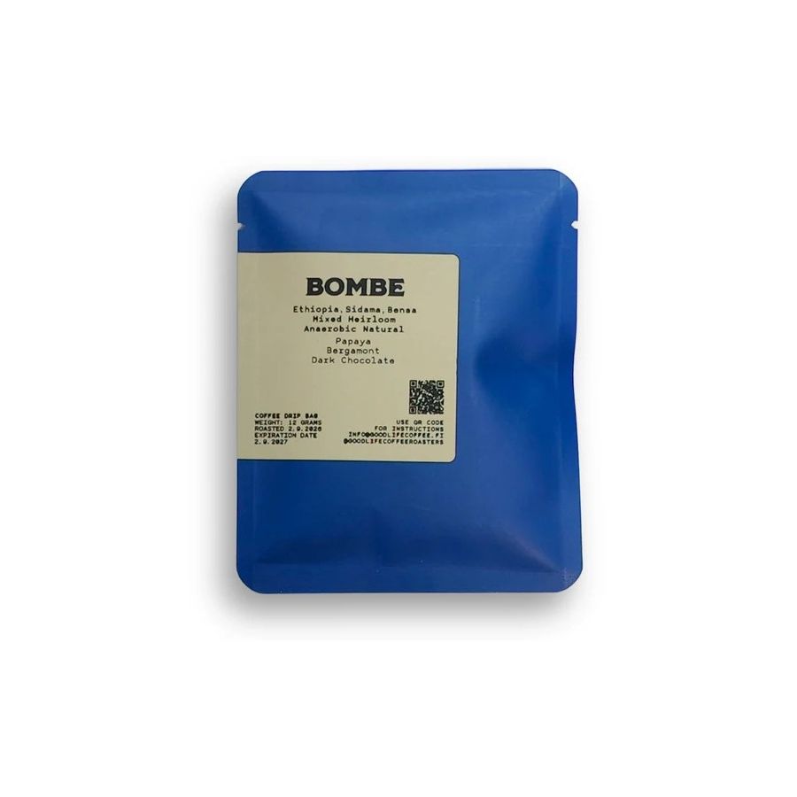Good Life Coffee Bombe Anaerobic Natural Etiopia, annoskahvipussi 5 x 12 g