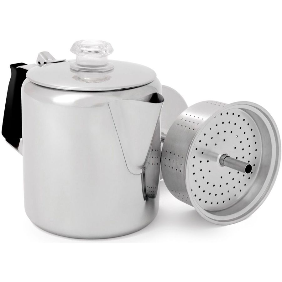 GSI Outdoors Glacier Stainless Percolator With Silicon Handle, 6 kuppia