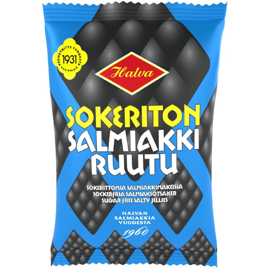 Halva Halva sokeriton salmiakkiruutu 90 g pussi
