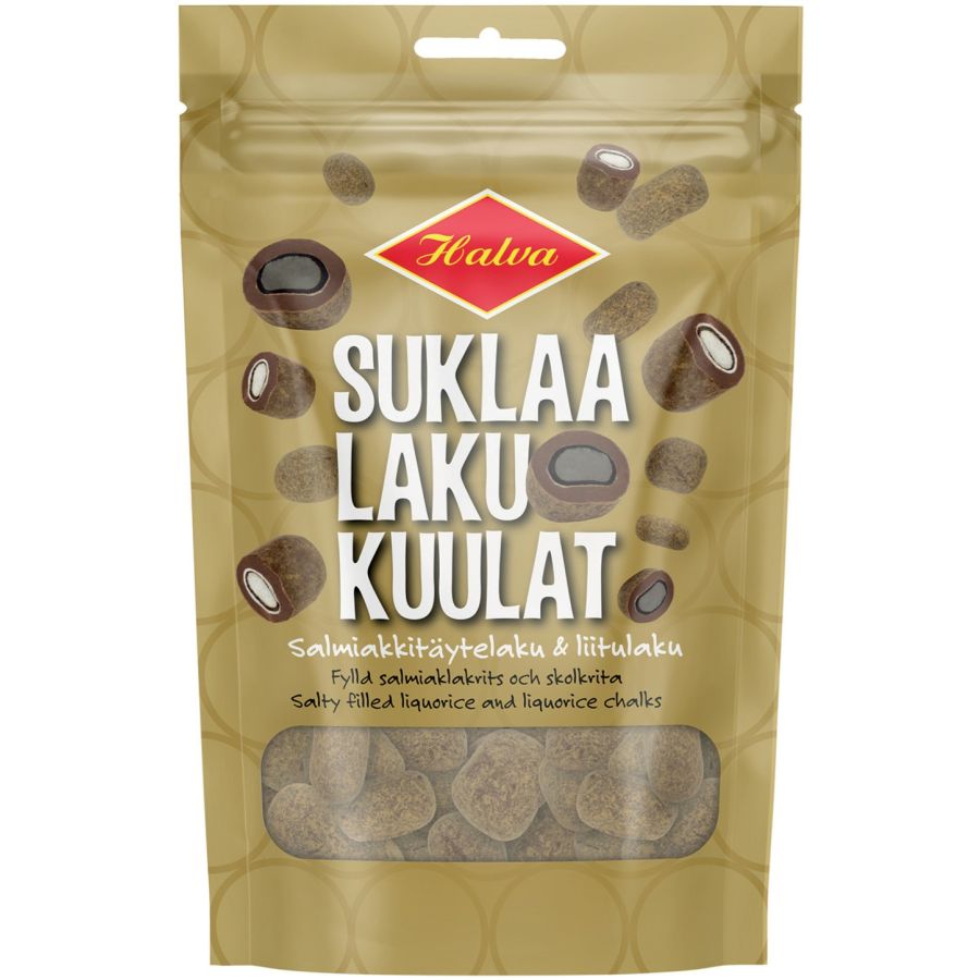 Halva Chokladlakritskulor - Fylld Salt Lakrits & Skolkrita 130 g