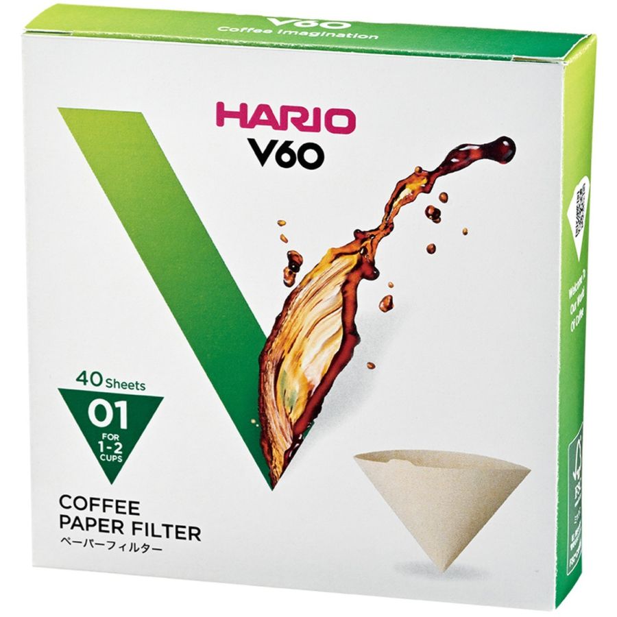 Hario V60 Misarashi ruskea suodatinpaperi koko 01, 40 kpl laatikko