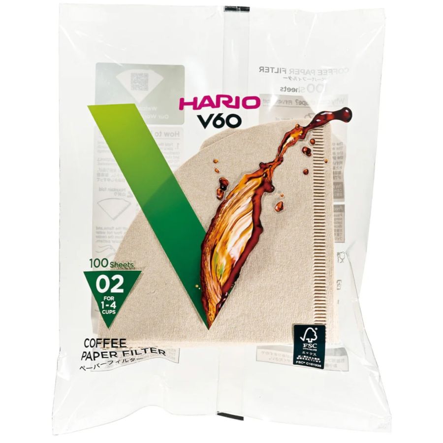 Hario V60 Misarashi Size 02 Brown Coffee Paper Filters 100 pcs
