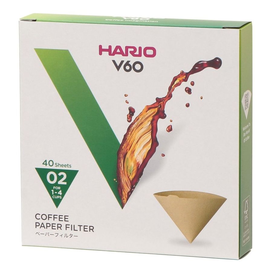 Hario V60 Misarashi ruskea suodatinpaperi koko 02, 40 kpl laatikko