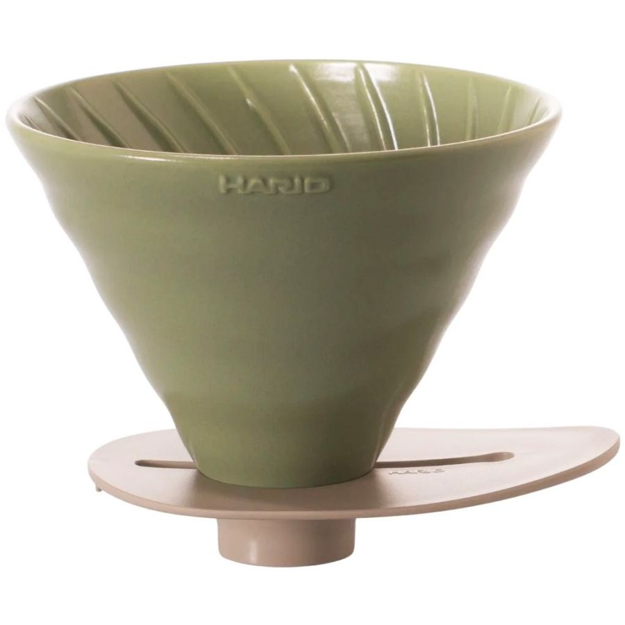 Hario V60 Switch & Match keraaminen suodatinsuppilo koko 03, öljynvihreä