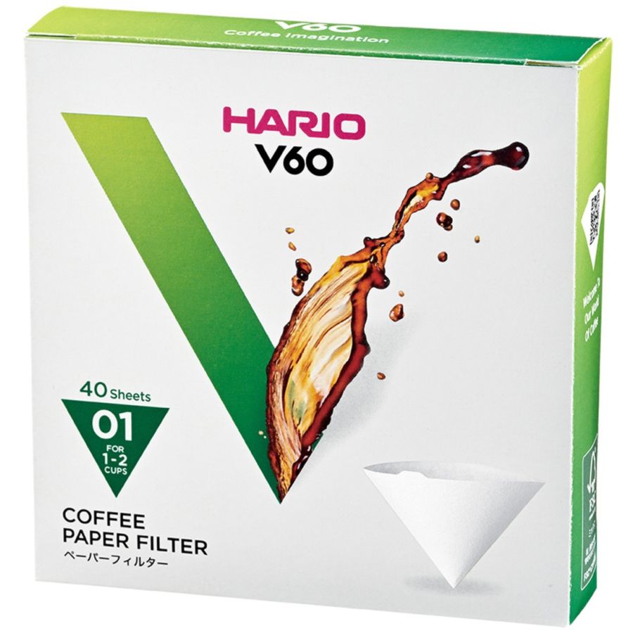 Hario V60 suodatinpaperi koko 01, 40 kpl laatikko