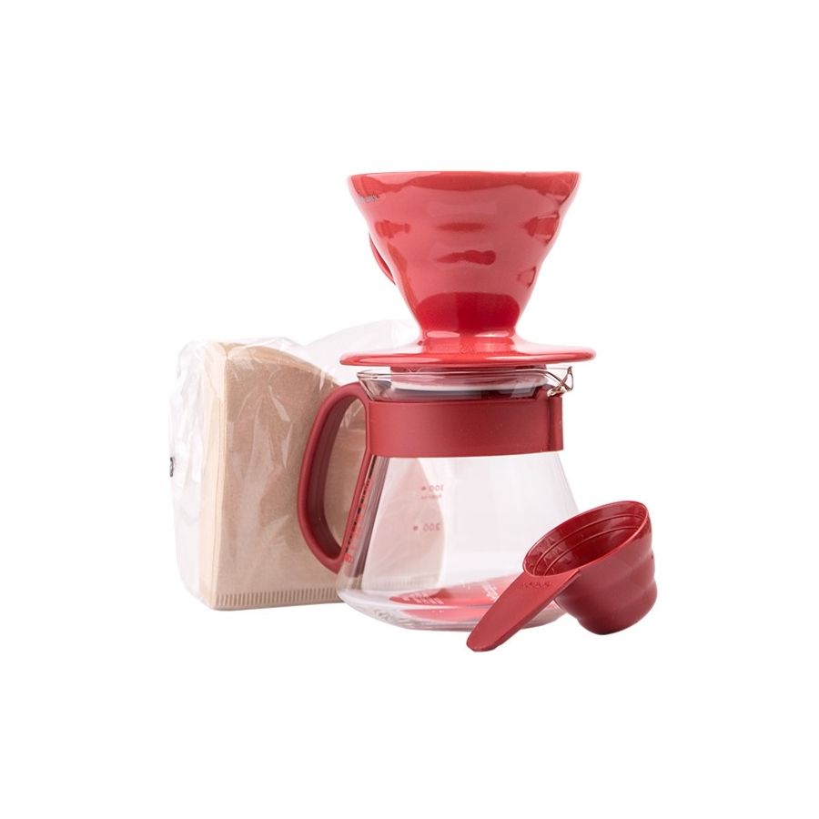 Hario Pour Over Kit V60-01 Ceramic 300 ml, Red
