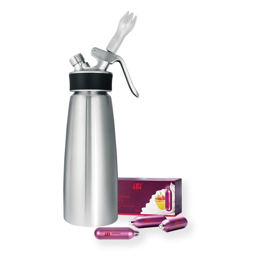 iSi Cream Profi Whip -kermasifoni 0,5 l + iSi Cream Chargers N2O -panokset 24 kpl