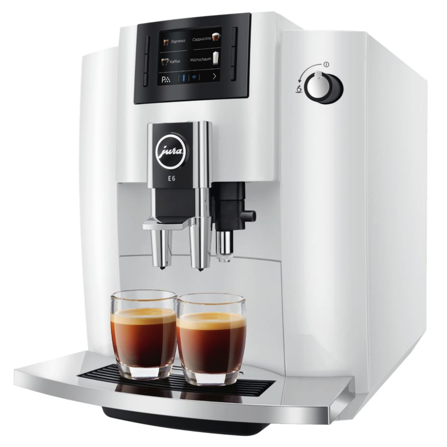 Jura E6 (EB) Automatic Coffee Machine, Piano White