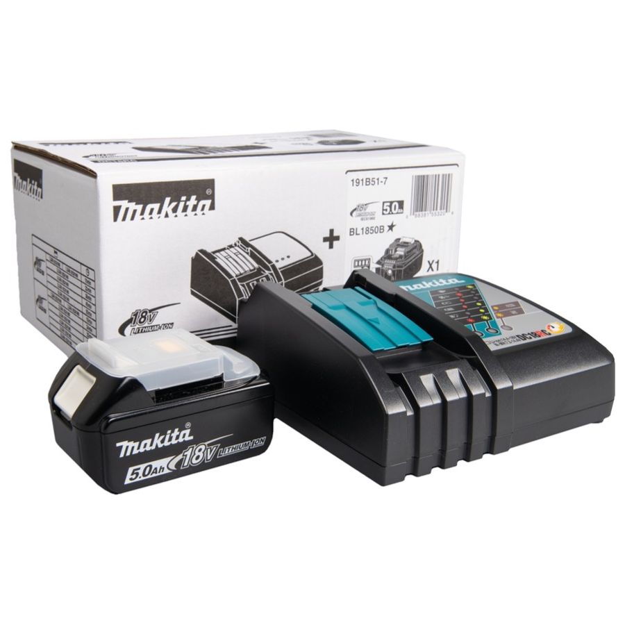 Makita 191B51-7 PowerPack DC18RC latauslaite ja 18V 5,0 Ah akku
