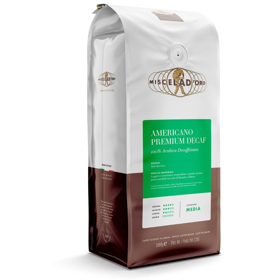 Miscela d'Oro Americano Premium Decaf kofeiiniton kahvi, 1 kg kahvipapuja