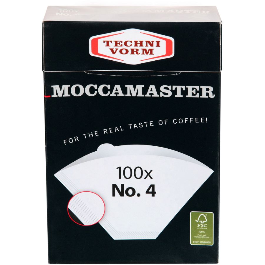 Moccamaster kaffefilter i syreblekt papper Nr. 4 100 st.