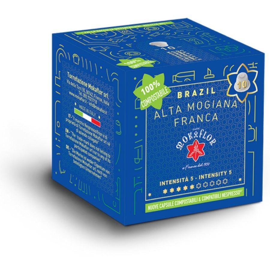 Mokaflor Brazil Alta Mogiana Franca Nespresso-yhteensopivat kahvikapselit 10 kpl