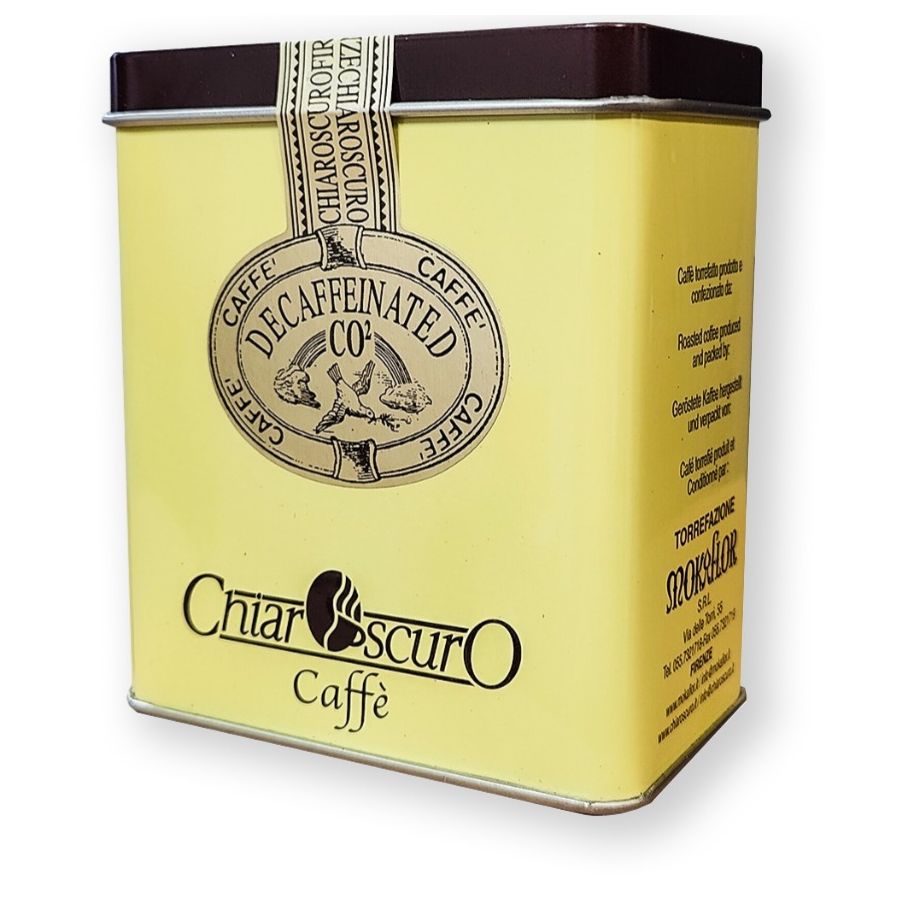 Mokaflor Chiaroscuro Decaffeinato CO2 kofeiinittomat kahvipavut 125 g metallirasia