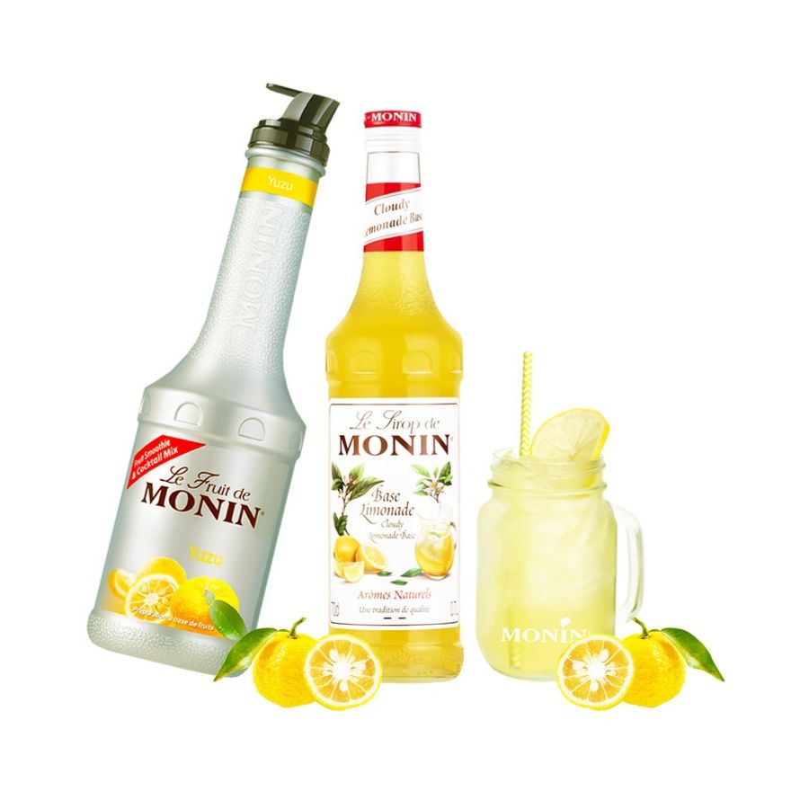 Monin Cloudy Lemonade Base 700 ml + Monin Le Fruit Yuzu -fruktpuré 1 l