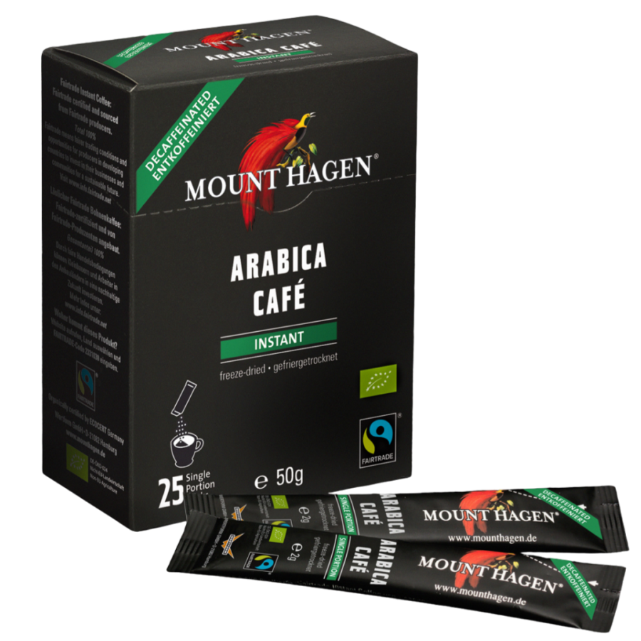 Mount Hagen Decaf Instant Coffee Sticks, 25 x 2 g