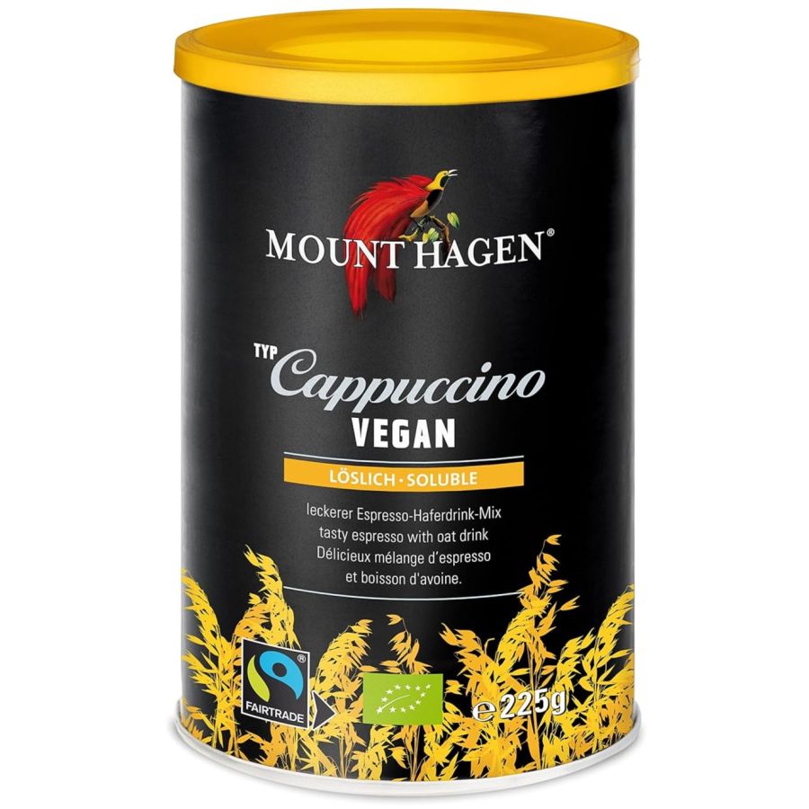 Mount Hagen Cappuccino vegaaninen pikakahvi 225 g purkki