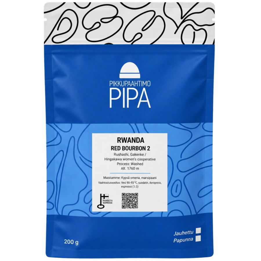 Pikkupaahtimo Pipa Rwanda Red Bourbon 2 200 g kahvipavut
