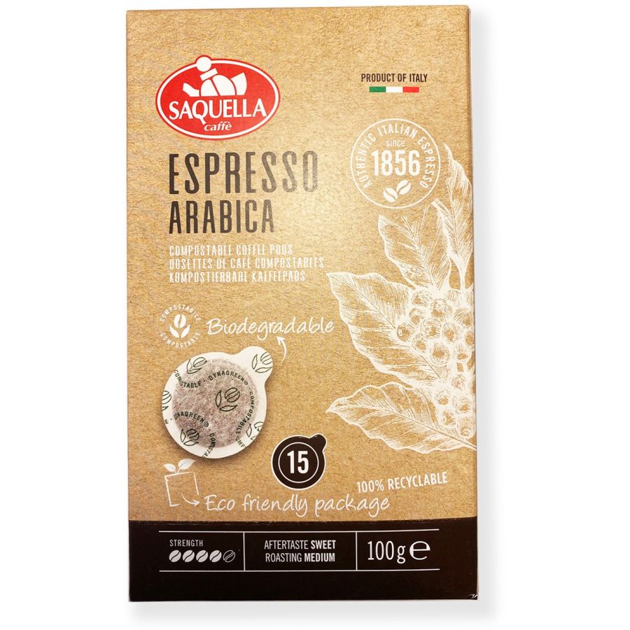 Saquella Espresso 100 % Arabica kahvinapit 15 kpl