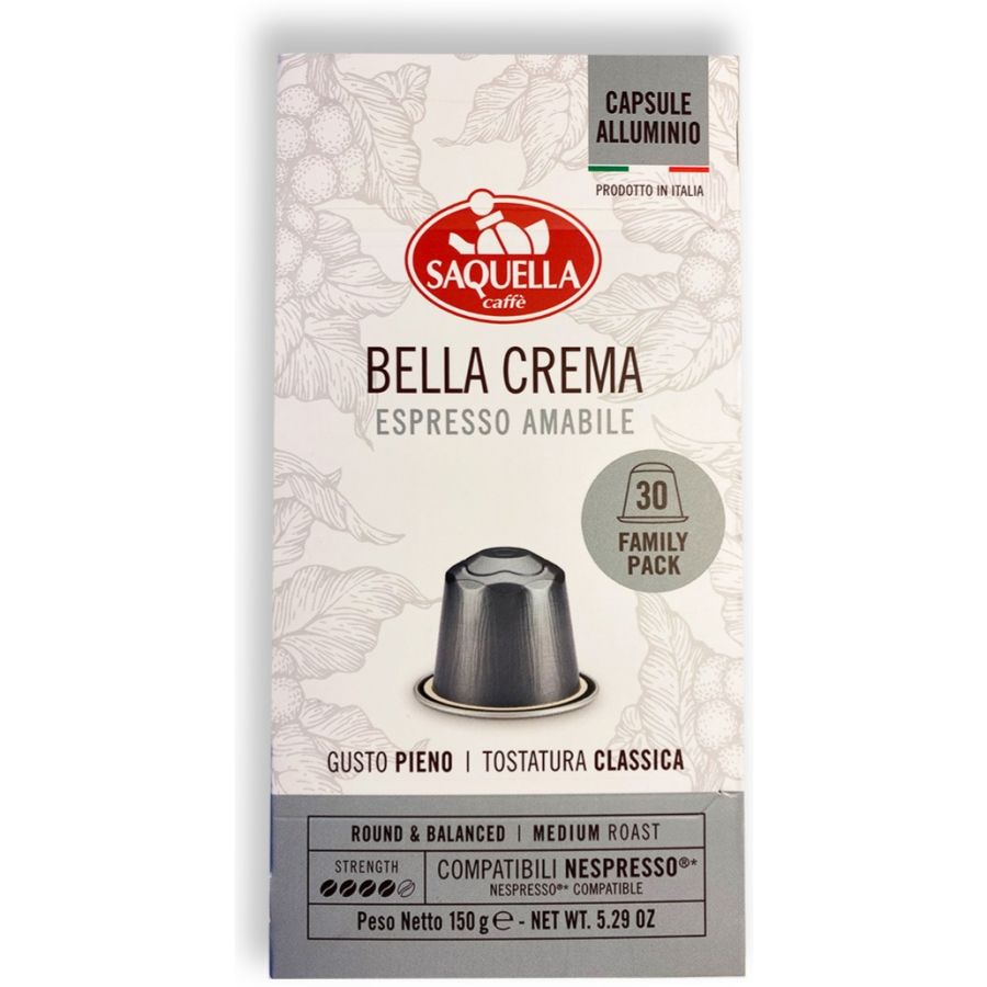 Saquella Saquella NEW Bella Crema Nespresso-yhteensopiva kahvikapseli 30 kpl