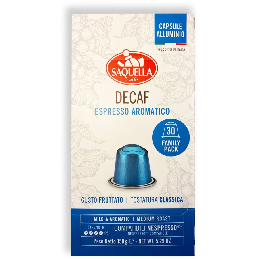 Saquella Saquella NEW Espresso Decaf Nespresso-yhteensopiva kofeiiniton kahvikapseli 30 kpl