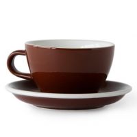 Acme Large Latte Cup 280 ml + Saucer 15 cm, Weka Brown