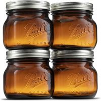 Ball Mason Jar Pint Elite Amber Wide Mouth 16 oz (475 ml) 4 lasipurkkia