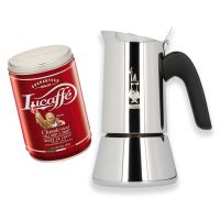 Bialetti Venus 4 koppars mokabryggare + Lucaffé Classic 250 g malet kaffe