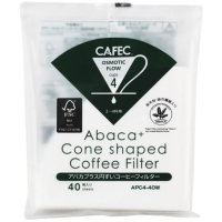 CAFEC Abaca+ Cone Shaped Coffee Filter suodatinpaperi 4 kuppia, valkoinen 40 kpl