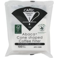 CAFEC Abaca+ Cone Shaped Coffee Filter suodatinpaperi 1 kuppi, valkoinen 100 kpl
