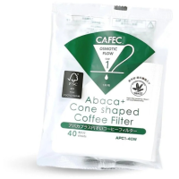 CAFEC Abaca+ Cone Shaped Coffee Filter suodatinpaperi 1 kuppi, valkoinen 40 kpl