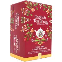 English Tea Shop Organic Black Tea & Ginger With Peach, 20 teepussia