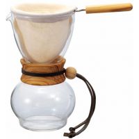 Hario Drip Pot Woodneck, Olive Wood kahvisuodatin 480 ml