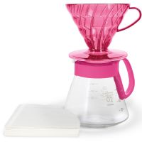 Hario V60 Dripper & Server Set -kahvisetti koko 02, Flamingo pink