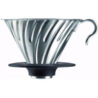 Hario V60 Steel Dripper koko 02 teräksinen suodatinsuppilo silikonikauluksella