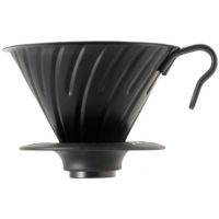 Hario V60 Steel Dripper koko 02 teräksinen suodatinsuppilo silikonikauluksella, mattamusta