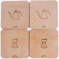Kanso Coffee Handmade Leather Coaster Set of 4, Beige