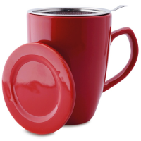 Shamila temugg med lock & tesil 350 ml, röd