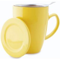 Shamila Tea Mug with Filter & Lid 350 ml, Yellow