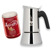 Bialetti Venus 6 kupin mokkapannu + Lucaffé Classic 250 g jauhettu kahvi