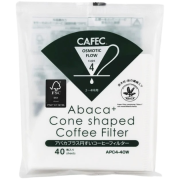 CAFEC Abaca+ Cone Shaped Coffee Filter suodatinpaperi 4 kuppia, valkoinen 40 kpl