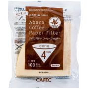 CAFEC ABACA Cone-Shaped Filter Paper 4 Cup, Brown 100 pcs