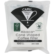 CAFEC Abaca+ Cone Shaped Coffee Filter suodatinpaperi 1 kuppi, valkoinen 100 kpl