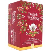 English Tea Shop Organic Black Tea & Ginger With Peach, 20 teepussia