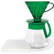 Hario V60 Dripper & Server Set -kaffeset storlek 02, Bamboo Green