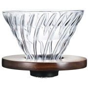 Hario V60 Walnut Wood Dripper koko 02 lasinen suodatinsuppilo