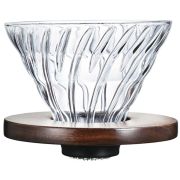 Hario V60 Walnut Wood Dripper storlek 02 filterhållare i glas