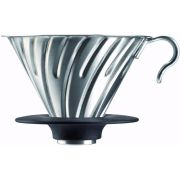 Hario V60 Steel Dripper koko 02 teräksinen suodatinsuppilo silikonikauluksella